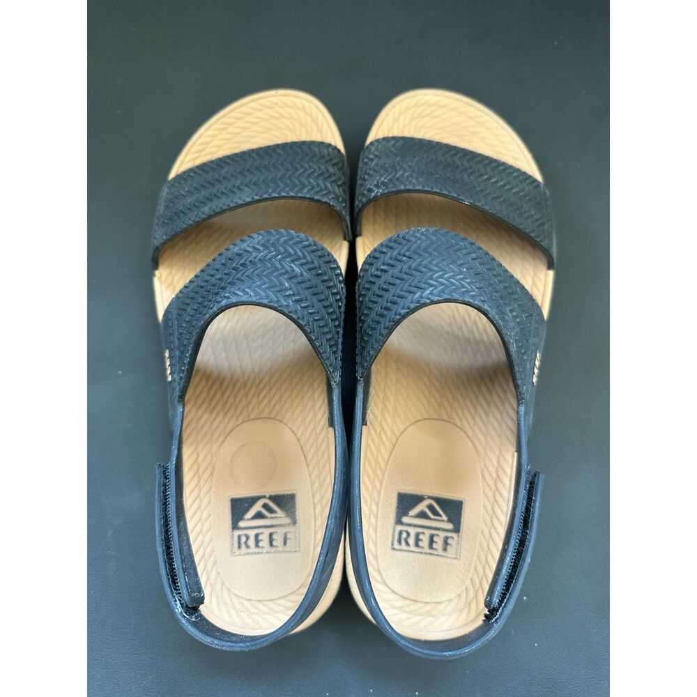 Reef Water Vista Womens Sandals Size 9 Black Tan Water Friendly Flatform Strap - Picture 3 of 10